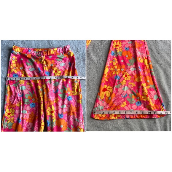 Shein Floral Hippie Retro Bohemian Two-Piece Bell Bottom Halter Crop Top Outfit - Picture 16 of 17